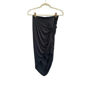 Stella Luce Women Medium Asymmetrical Front Knot Gray Skirt Stretch Ruched #3491